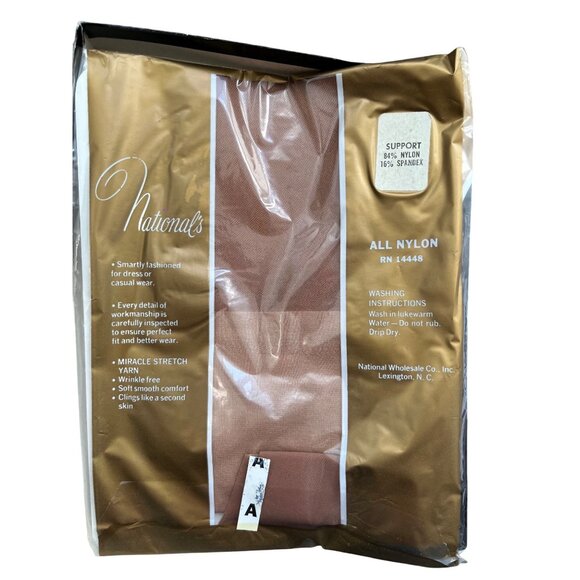 3 Pr NOS 70’s Thigh High Stockings A 787 Neutral Beige Seamless Nationals VTG - Picture 5 of 7